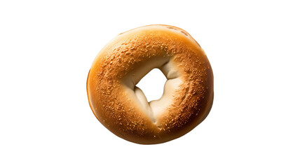 Fresh bagel, top view, isolated on transparent background