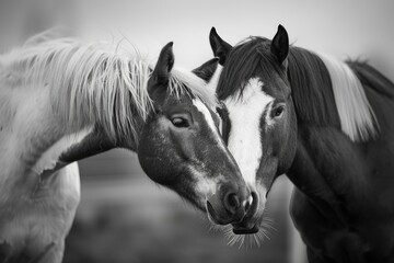 Obraz premium Beautiful horse couple , close up, aesthetic click