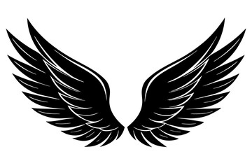bird wing sketch silhouette vector, Angel wings icon
