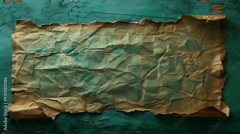 Poster old paper texture green background : generative ai