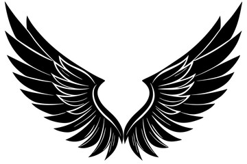 Fototapeta premium bird wing sketch silhouette vector, Angel wings icon 