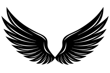 Fototapeta premium bird wing sketch silhouette vector, Angel wings icon 