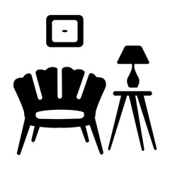 Sofa chair icon in filled style 