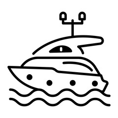 Yacht icon designed in outline style 