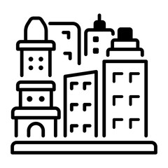 Miami skyline icon in outline style 
