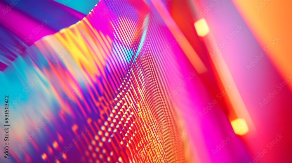 Fototapete close-up of an abstract background with a burst of bright, neon colors and geometric patterns, creat