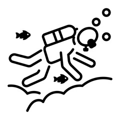 An outline style icon of scuba diving  