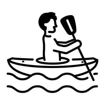 recommend clip art: A linear icon of kayaking 