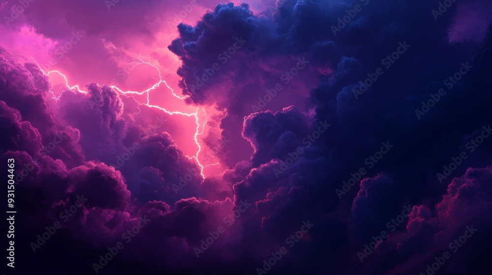 Poster close-up of dark, menacing storm clouds forming on the horizon, with lightning streaking through and