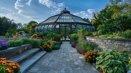 Phipps Conservatory and Botanical Gardens in Pittsburgh Pennsylvania Schenley Parks horticulture hub features botanical gardens and a steel glass Victorian greenhouse : Generative AI