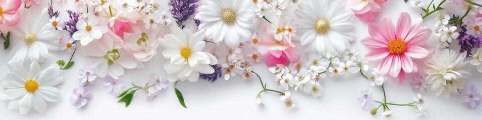 Obraz premium A bouquet of flowers with a white background. The flowers are of various colors and sizes, and they are arranged in a way that creates a sense of harmony and balance. Scene is one of beauty