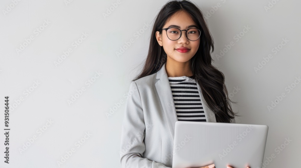 Canvas Prints the woman with laptop