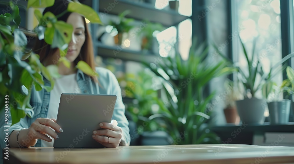 Leinwandbilder Tablet employees and talk on sales in office website and research for planning online Business people teamwork and support on feedback for kpi target report and speaking for unity on i : Generative AI