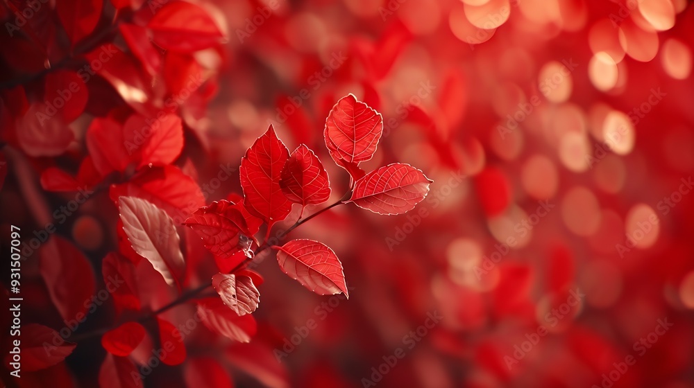 Poster defocused red leaves perfect autumn background : generative ai