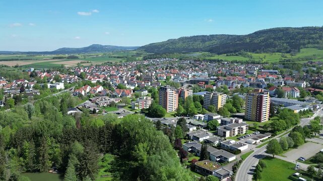 City of Spaichingen, Tuttlingen district, Baden-W&uuml;rttemberg, drone shot in summer