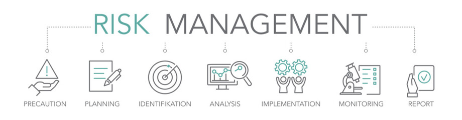 Risk management - thin line two-tone icon concept vector illustration