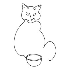 cats vector with continuous single one line art drawing. New minimalist design minimalism animal pet of cat illustration.