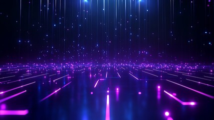 Futuristic digital background with glowing lines and particles in blue and purple tones, creating a cyber and sci-fi ambiance.