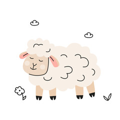 Funny cute sheep vector illustration