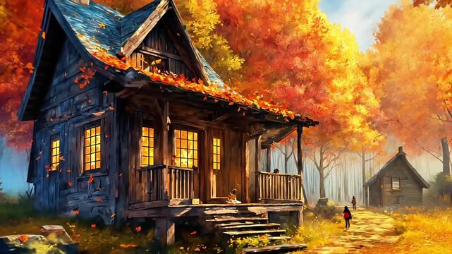 Wooden House In The Woods - generative ai, &uuml;retken yapay zeta