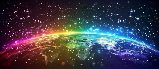 Obraz premium Glowing holographic globe Low polygonal wireframe concept dark background. Stock image