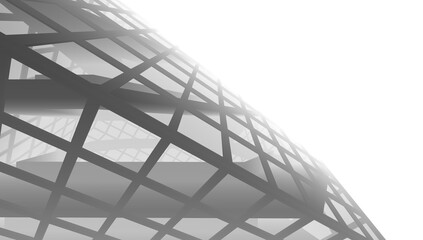 Architectural drawing of a futurist interior 