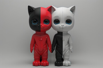 Ai generated picture of cartoon character animal isolated on grey color background