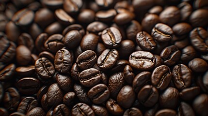 Naklejka premium Top view of backdrop representing halves of dark brown coffee beans with pleasant scent : Generative AI