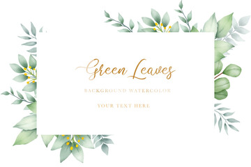 beautiful green leaves background watercolor
