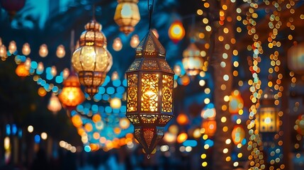 Obraz premium Ramadhan Festival LED Lights Decoration : Generative AI