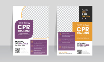 CPR Training Flyer Template Premium Design Layout vector