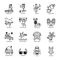 Fototapeta premium Handy Set of Miami Heritage Linear Icons