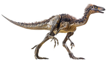 Naklejka premium Detailed image of Gigantoraptor isolated on a white background, highlighting its robust structure, large size, and unique characteristics