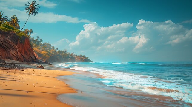 Varkala beach in Kerala India : Generative AI