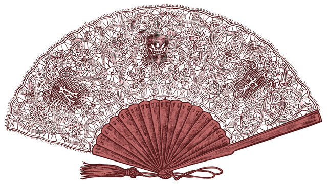 Fan vintage illustration isolated on transparent background