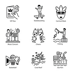 Set of Miami Elements Linear Icons  

