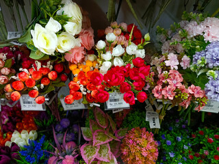 Beautiful colorful artificial flowers suitable for home interior decoration.