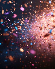 Festive Sparkling Confetti Texture on Dark Background for Celebration Concept