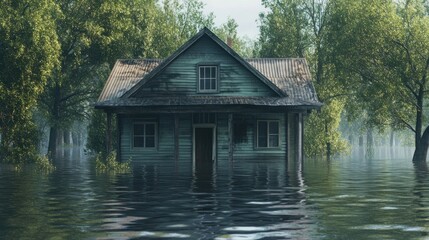 Flooded House in a Forest