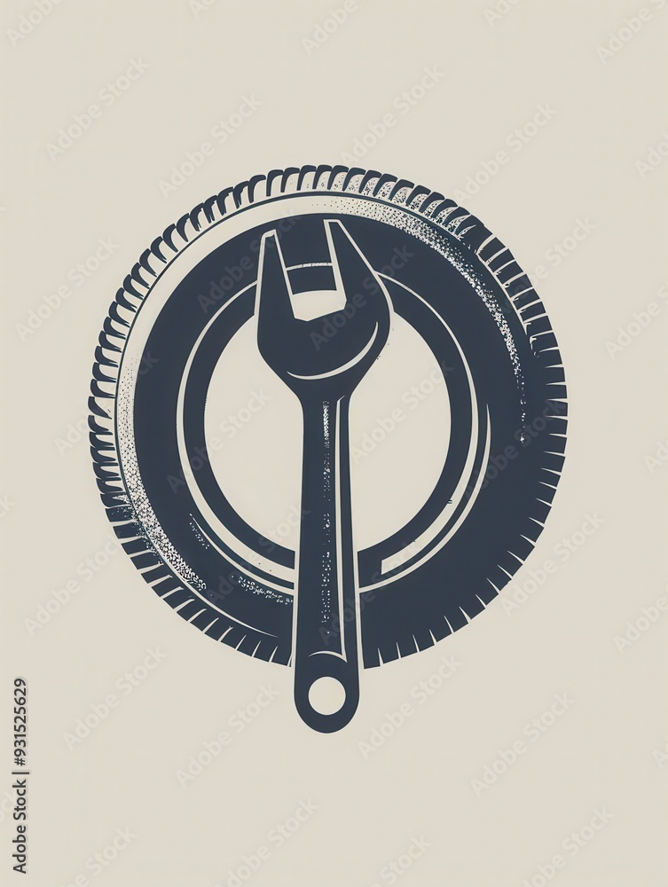 Poster a unique logo combines a wrench and gear, representing the mechanics and engineering field in a mini