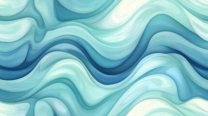 Obraz premium Seamless wave pattern with soft curves and a blend of blue and green tones