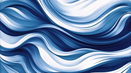 Abstract ocean wave design with flowing lines and contrasting shades of blue