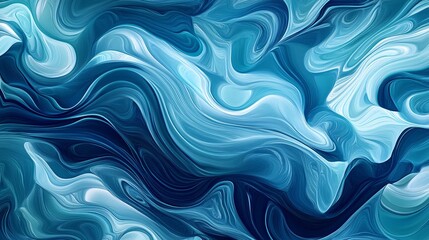 Abstract wave pattern with swirling lines and a mix of deep blue and aqua tones