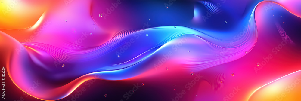 Aufkleber an abstract, multicolored gradient background with fluid holographic elements