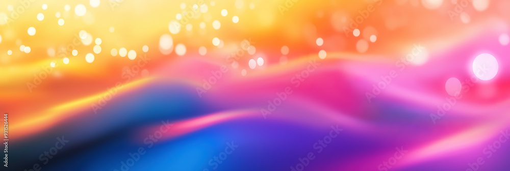 Poster a blurred summer abstract background featuring a multicolored gradient with fluid holographic effect
