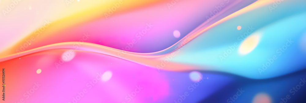 Poster a blurred summer abstract background featuring a multicolored gradient with fluid holographic effect