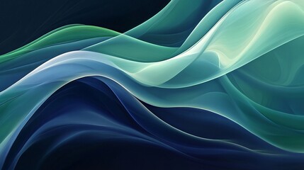 Abstract ocean wave design with smooth curves and a blend of blue and green tones