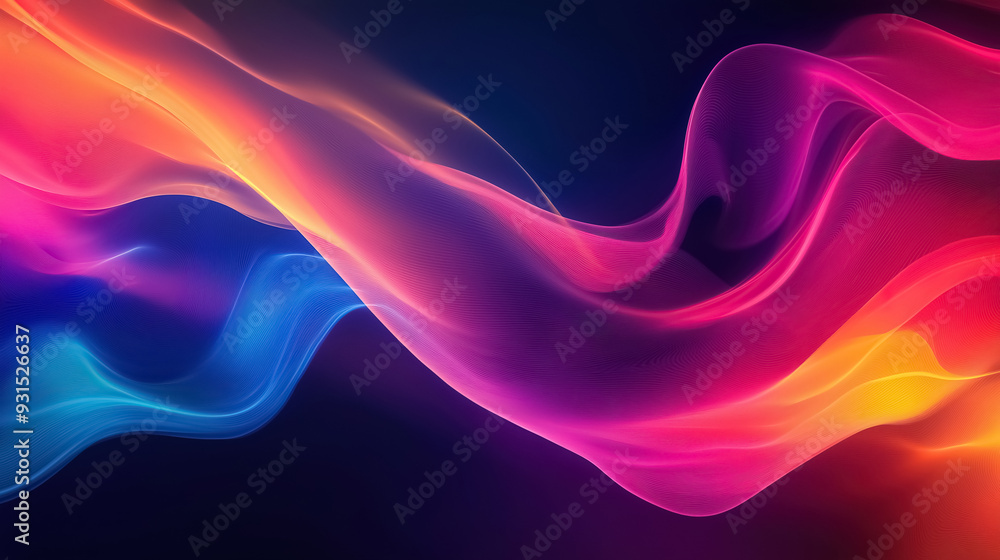 Poster abstract blurred gradient background with a dynamic flow of colors, blending seamlessly from one hue