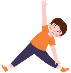 Cute Kids Illustration Doing Exercise