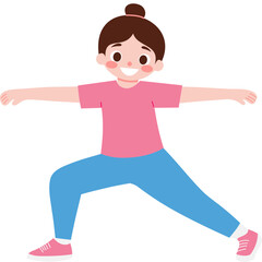 Cute Kids Illustration Doing Exercise